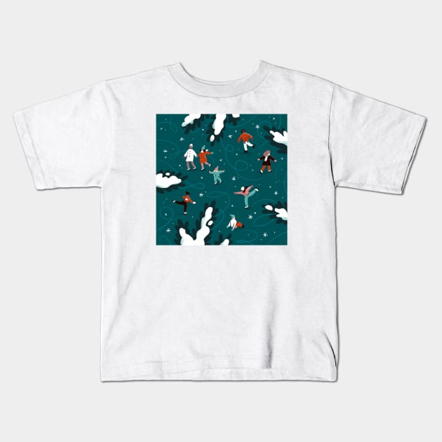 Ice skating Kids T-Shirt by SashaKolesnik